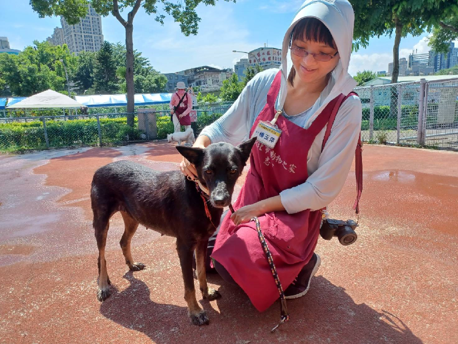 板橋志工隊長對米克斯犬隻特別有愛，課程中與毛寶貝親密互動，用心照護每一條生命。.png